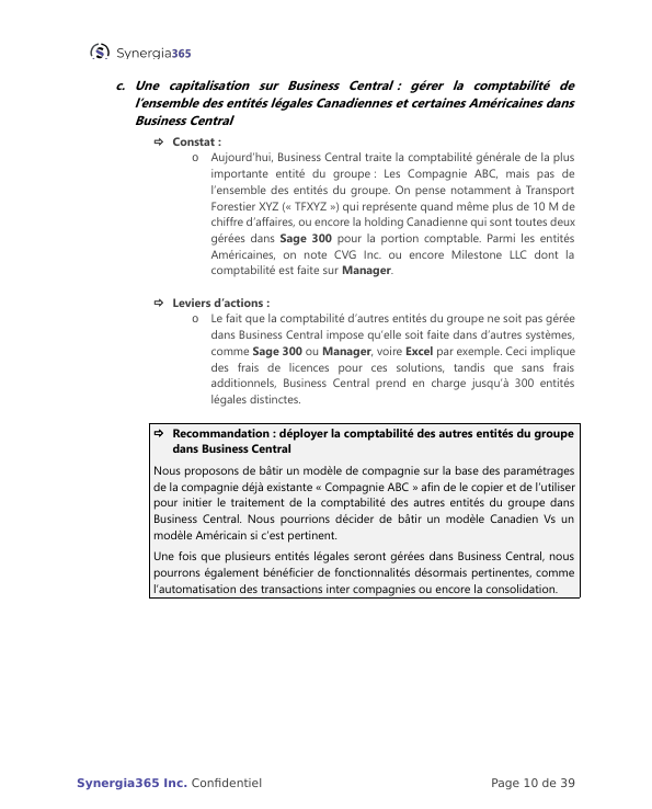 Exemple de page du rapport d’audit détaillé